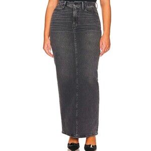 Good American Tube Denim Maxi Skirt in Black Size 4/27 MSRV $189